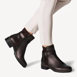 Women Tamaris Marly Strap Buckle Ankle Boot - Mocca Metallic