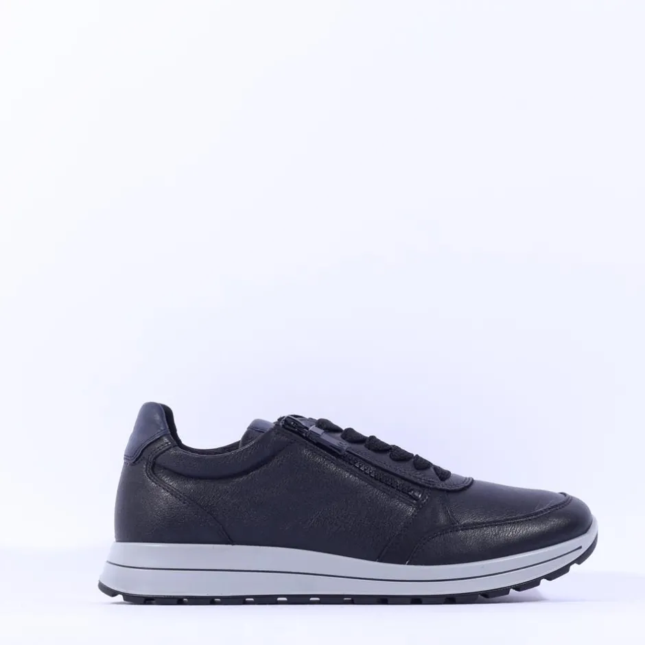 Ara Men Matteo Side Zip Wide Fit Shoe - Navy Grey