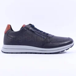 Ara Men Matteo Side Zip Wide Fit Shoe - Navy Tan