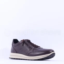 Ara Men Matteo Side Zip Wide Fit Shoe - Dark Burgundy Leather