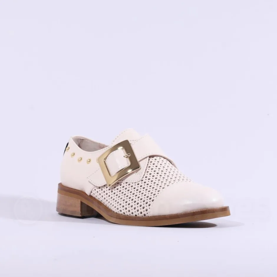 Women Marco Moreo Maura Buckle Punch Loafer - Cream Gold