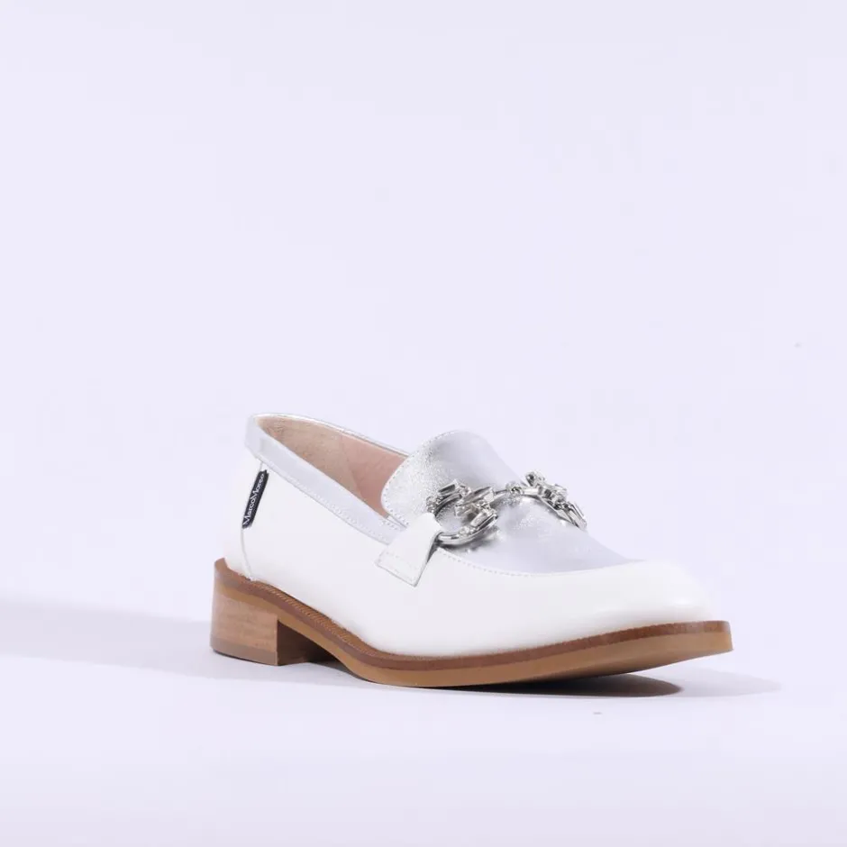 Women Marco Moreo Maura Slip On Link Loafer - Silver White
