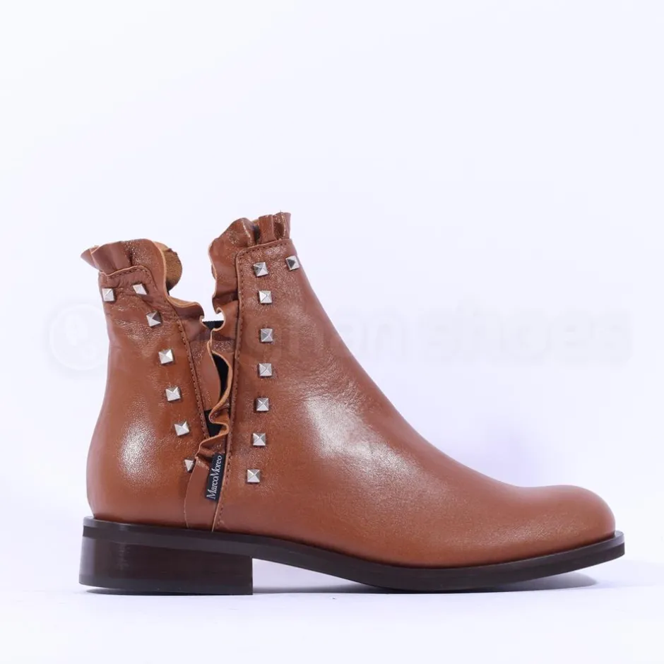 Women Marco Moreo Maura Stud Trim Ankle Boot - Tan Leather