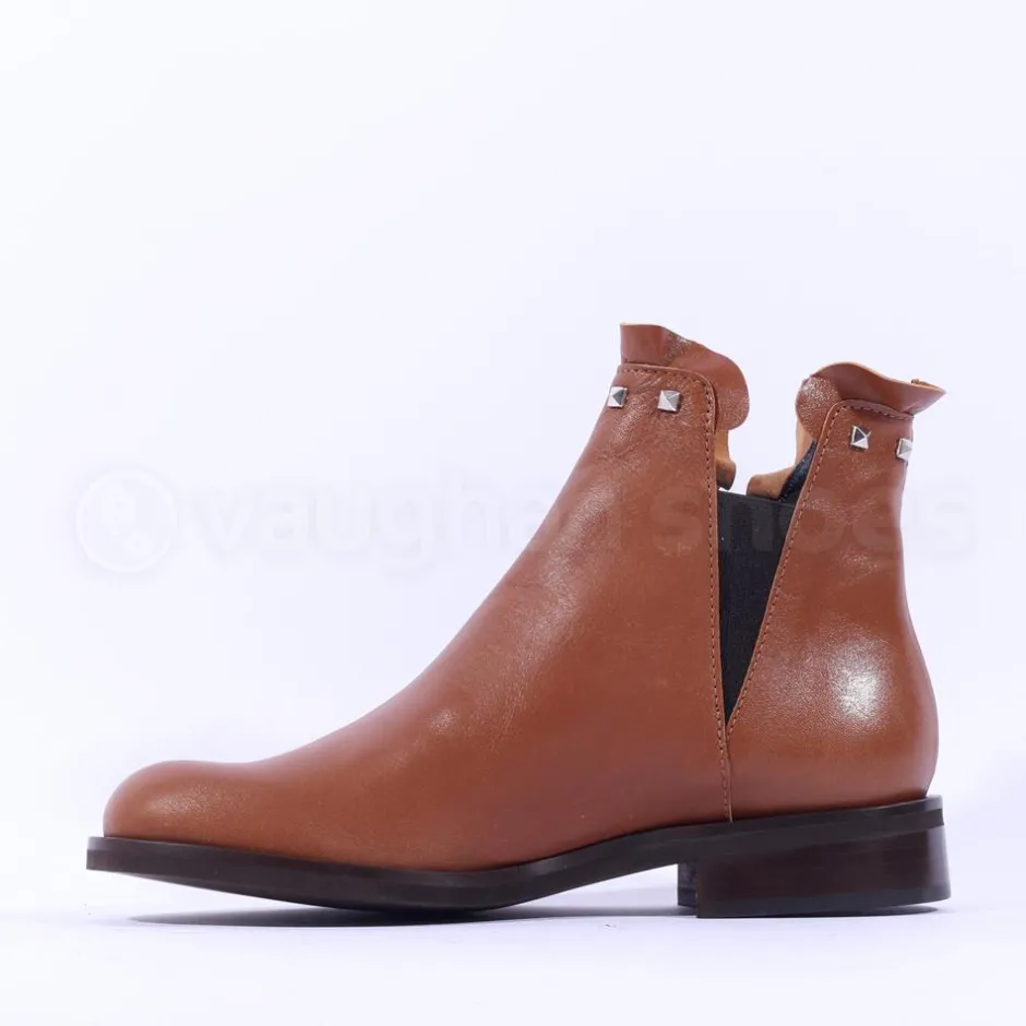 Women Marco Moreo Maura Stud Trim Ankle Boot - Tan Leather