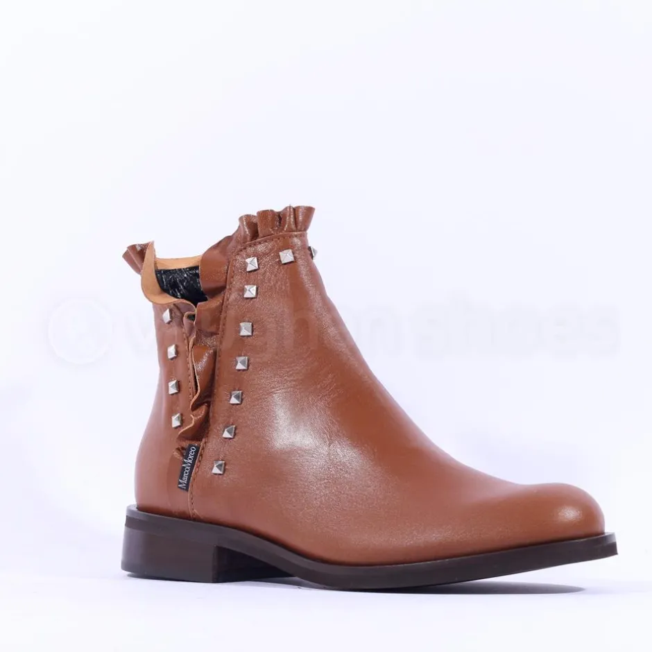 Women Marco Moreo Maura Stud Trim Ankle Boot - Tan Leather
