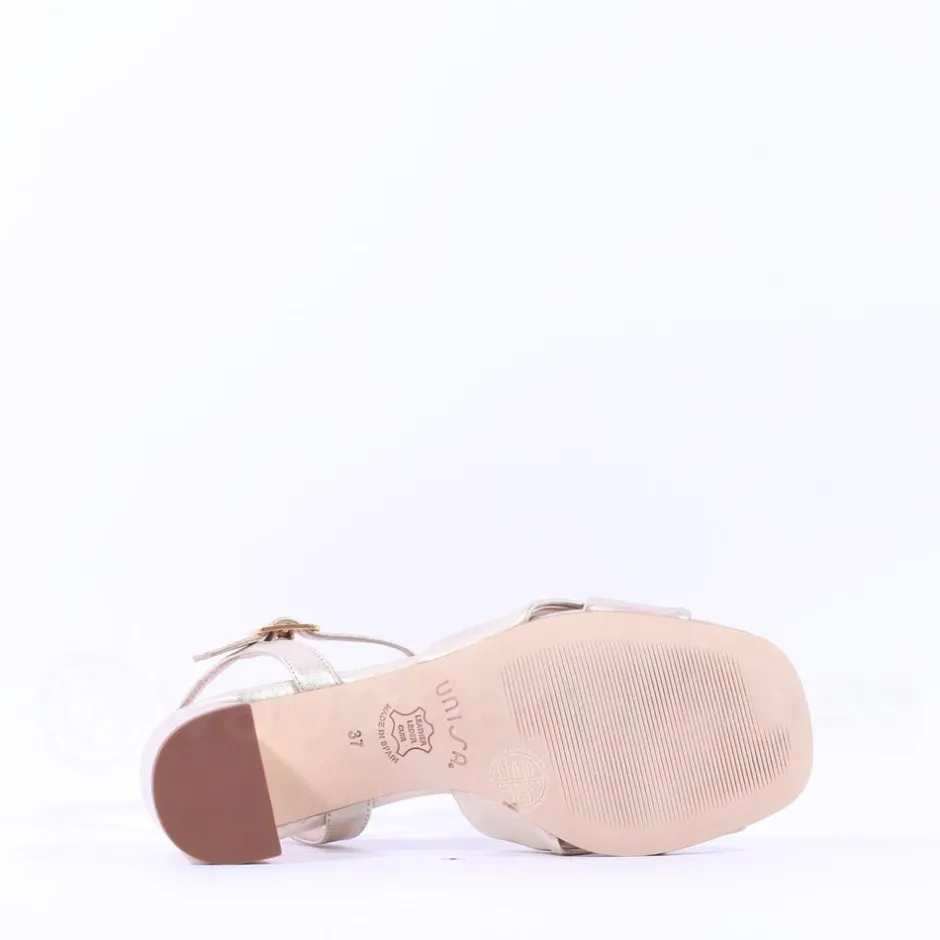 Women Unisa Medway Block Heel Cross Sandal - Gold Leather