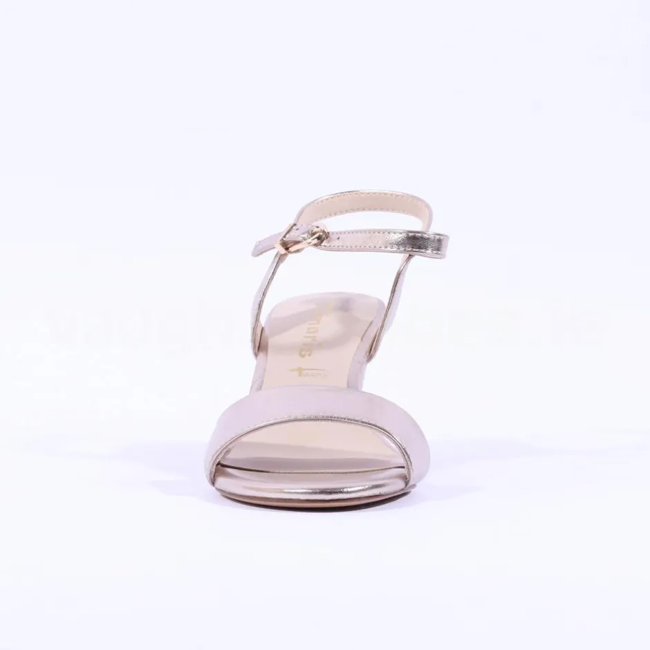 Women Tamaris Meliah Mid Heel Sandal - Gold