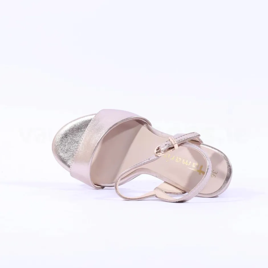 Women Tamaris Meliah Mid Heel Sandal - Gold