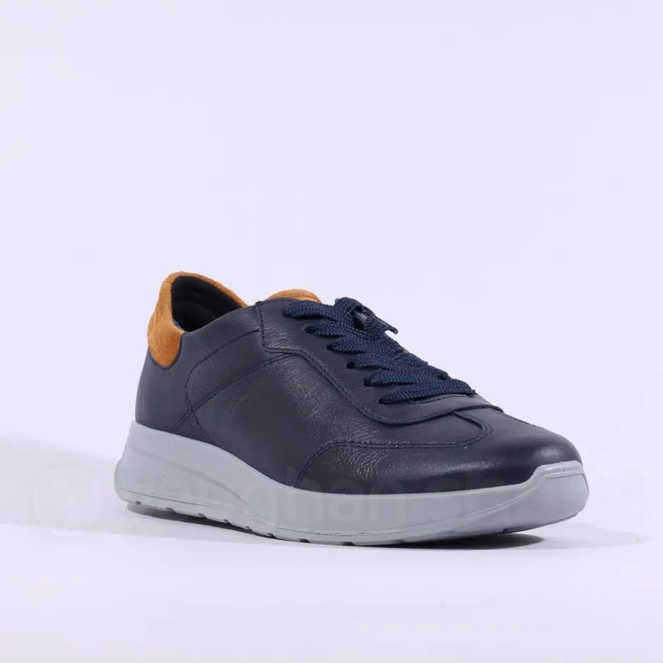 Ara Men Matteo Sport Lace Wide Fit Shoe - Navy Tan