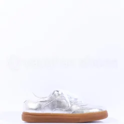 Women Paul Green Metallic Gumsole Trainer - Silver Leather