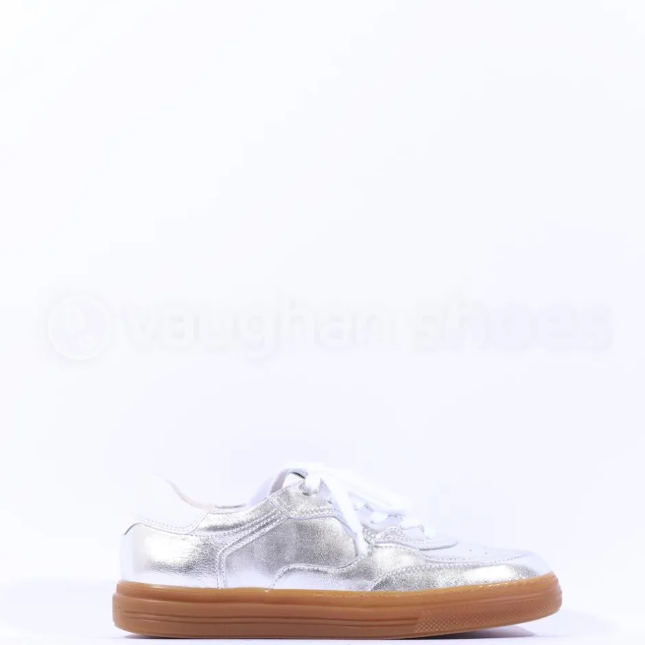 Women Paul Green Metallic Gumsole Trainer - Silver Leather