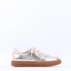 Women Paul Green Metallic Gumsole Trainer - Gold Leather