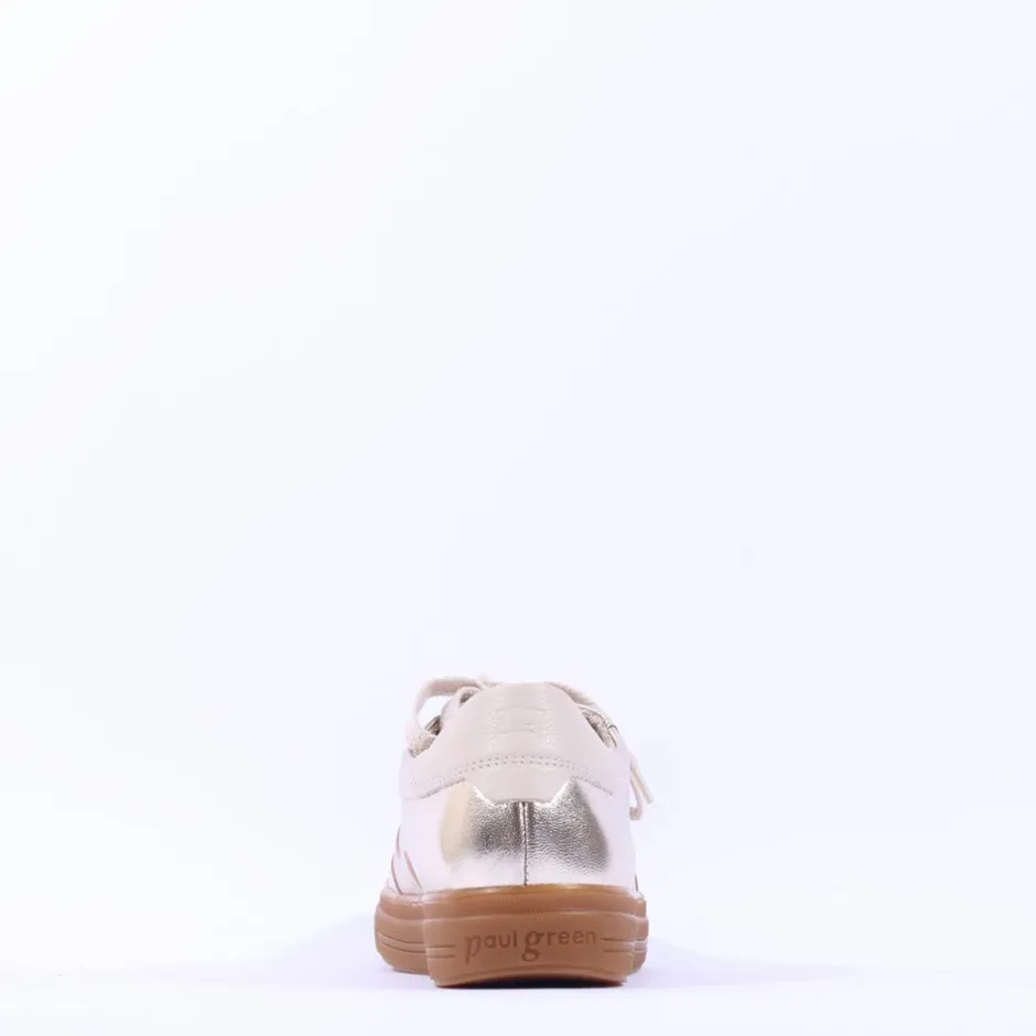Women Paul Green Metallic Gumsole Trainer - Gold Leather