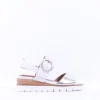 Women Tamaris Michi Wedge Ring Buckle Sandal - White Silver