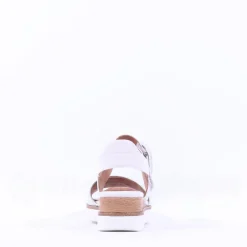 Women Tamaris Michi Wedge Ring Buckle Sandal - White Silver