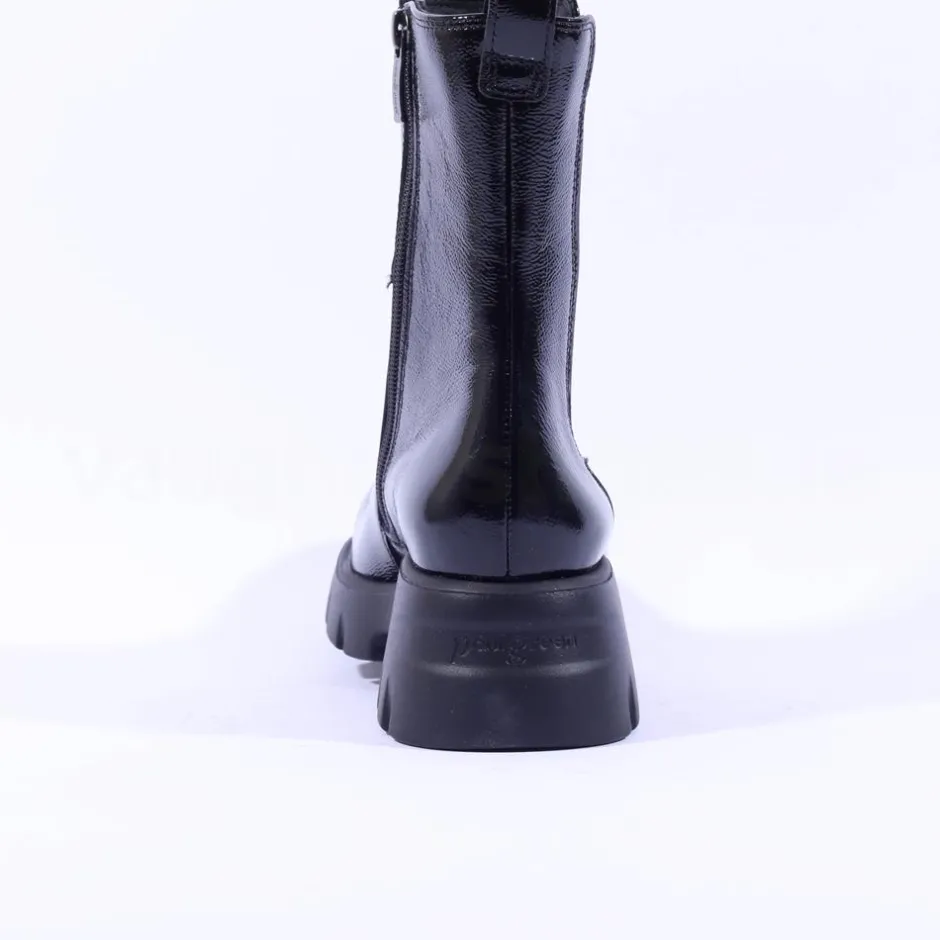 Women Paul Green Mid Calf Chelsea Boot - Black Patent
