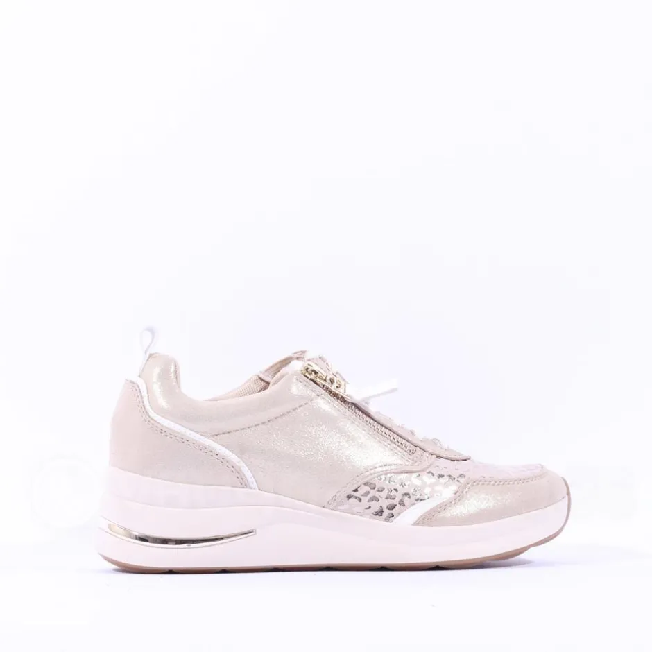 Women Tamaris Milana Laced Wedge Trainer - White Silver