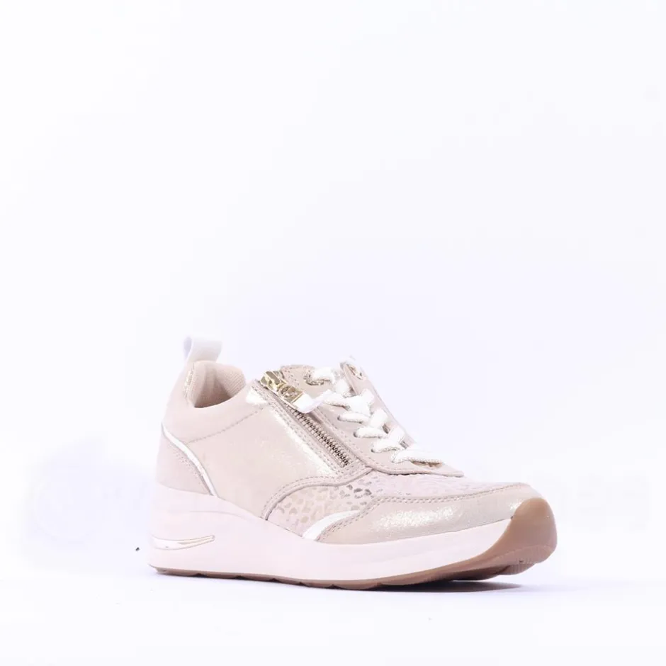 Women Tamaris Milana Laced Wedge Trainer - White Silver
