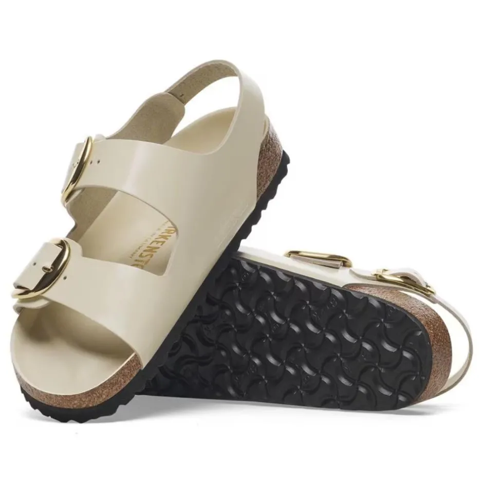 Women Birkenstock Milano Big Buckle High Shine - High Shine Ecru