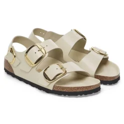 Women Birkenstock Milano Big Buckle High Shine - High Shine Ecru