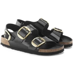 Women Birkenstock Milano Big Buckle High Shine - High Shine Black