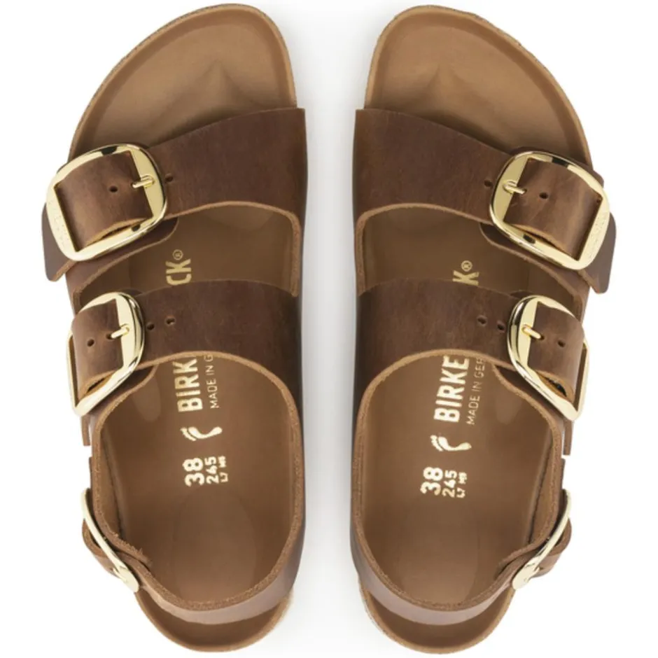 Women Birkenstock Milano Big Buckle Oiled - Cognac Leather