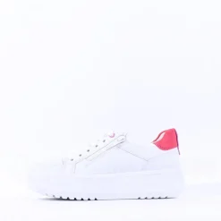 Women Ara Monaco Internal Zip Platform Trainer - White Pink
