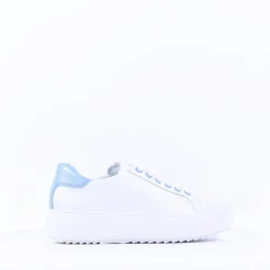 Women Ara Monaco Platform Laced Trainer - White Ice Blue