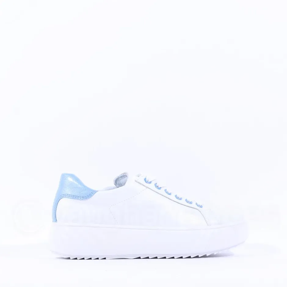 Women Ara Monaco Platform Laced Trainer - White Ice Blue