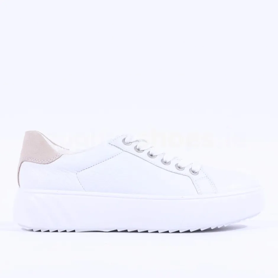 Women Ara Monaco Platform Laced Trainer - White Sand
