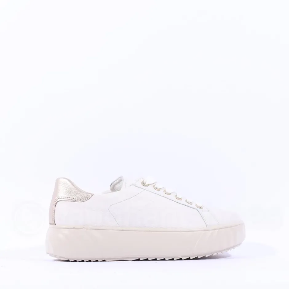 Women Ara Monaco Platform Laced Trainer - Cream Gold