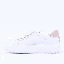 Women Ara Monaco Platform Laced Trainer - White Sand