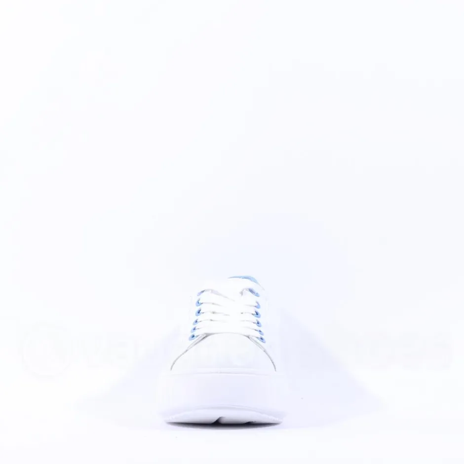 Women Ara Monaco Platform Laced Trainer - White Ice Blue