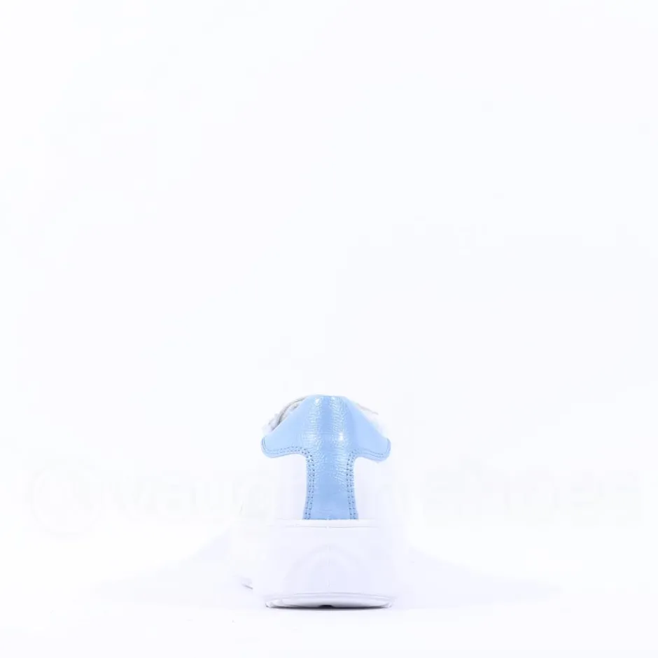Women Ara Monaco Platform Laced Trainer - White Ice Blue