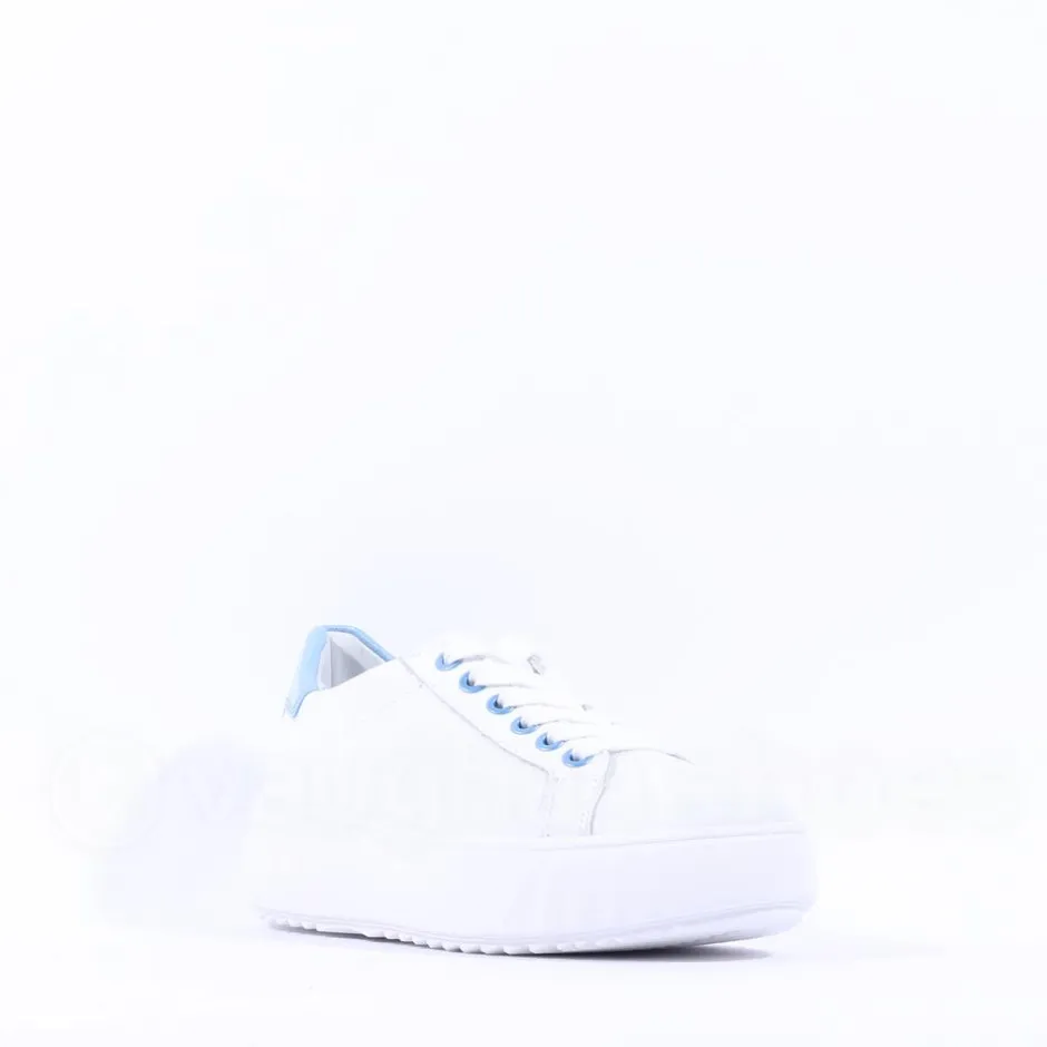 Women Ara Monaco Platform Laced Trainer - White Ice Blue