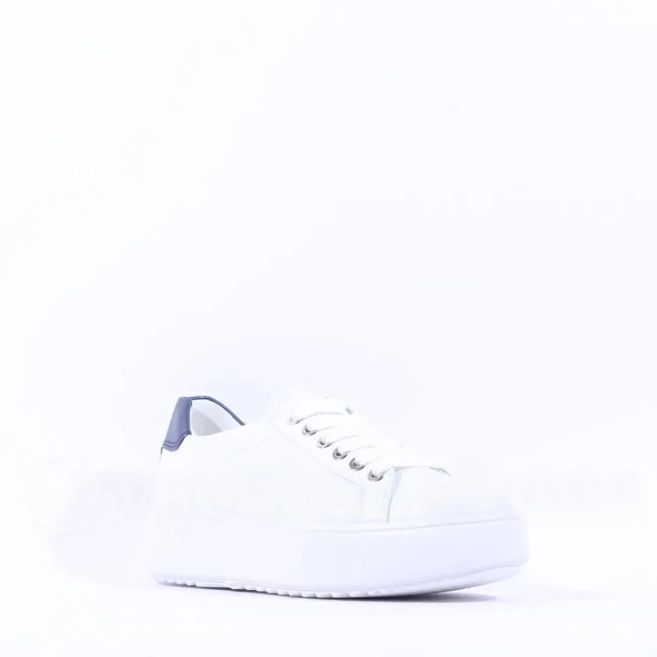Women Ara Monaco Platform Laced Trainer - White Navy