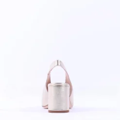 Women Unisa Mondy Block Heel Slingback Peeptoe - Gold Leather