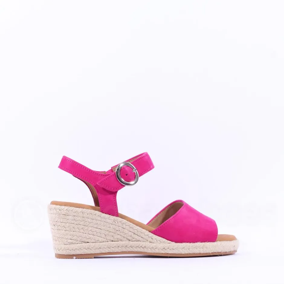 Women Gabor Monica Espadrille Wedge Sandal - Pink Suede