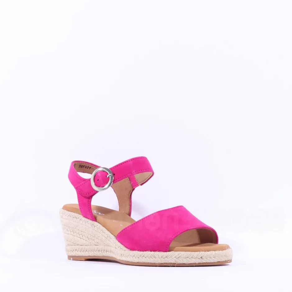 Women Gabor Monica Espadrille Wedge Sandal - Pink Suede