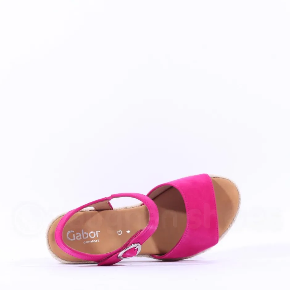 Women Gabor Monica Espadrille Wedge Sandal - Pink Suede