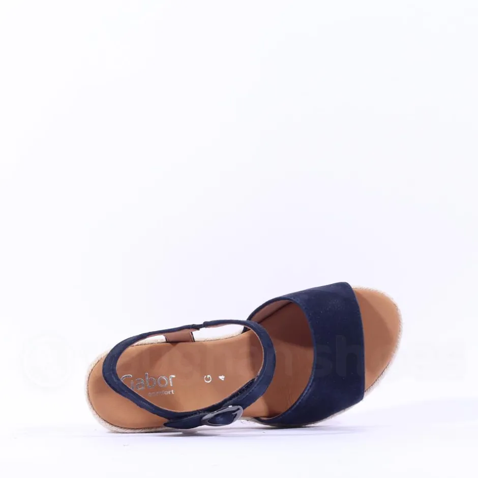 Women Gabor Monica Espadrille Wedge Sandal - Dark Navy Suede