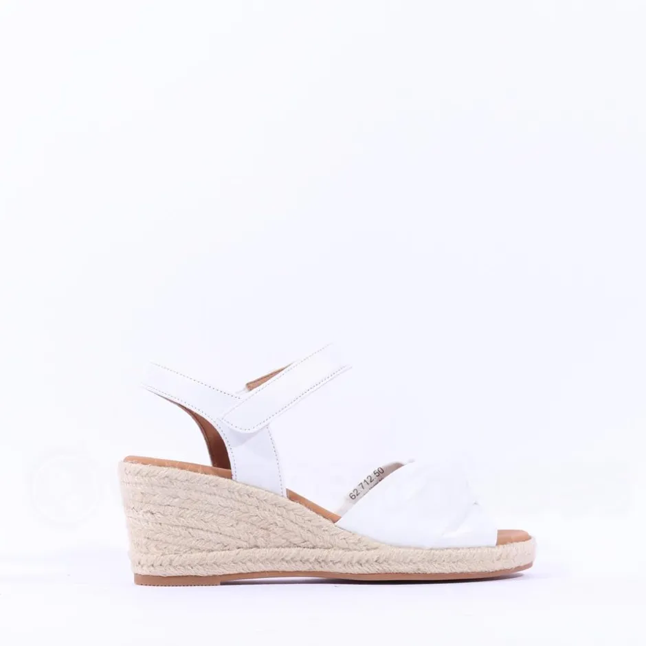 Women Gabor Moon Cross Espadrille Wedge Sandal - White Leather