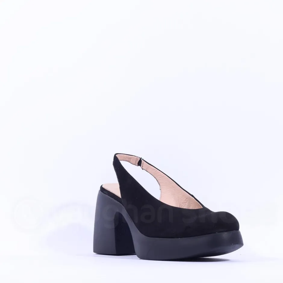 Women Wonders Naima Platform Bold High Heel - Black Nubuck