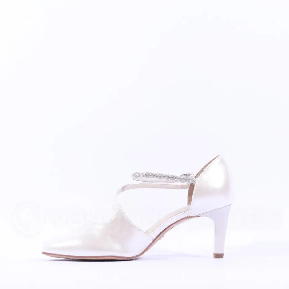 Women Tamaris Nea Glitter Strap Mid Heel - Pearl