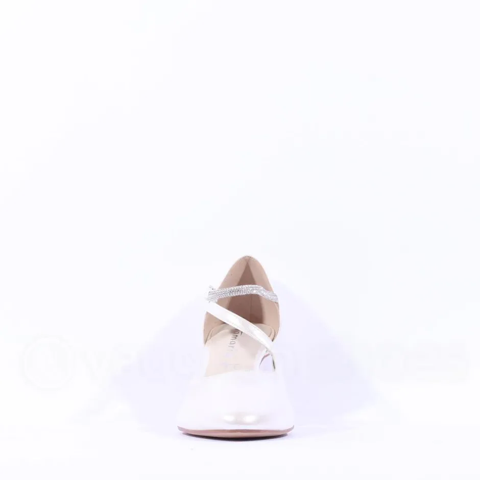 Women Tamaris Nea Glitter Strap Mid Heel - Pearl