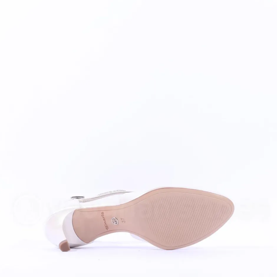 Women Tamaris Nea Glitter Strap Mid Heel - Pearl
