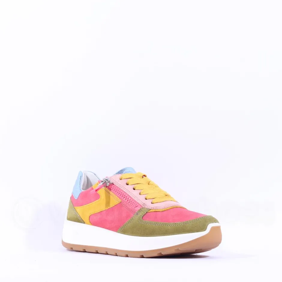Women Ara New York Side Zip Laced Trainer - Multicolour