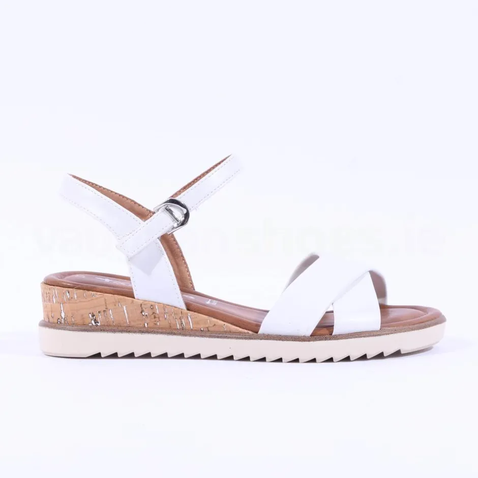 Women Tamaris Nirmala Low Cork Wedge Sandal - White