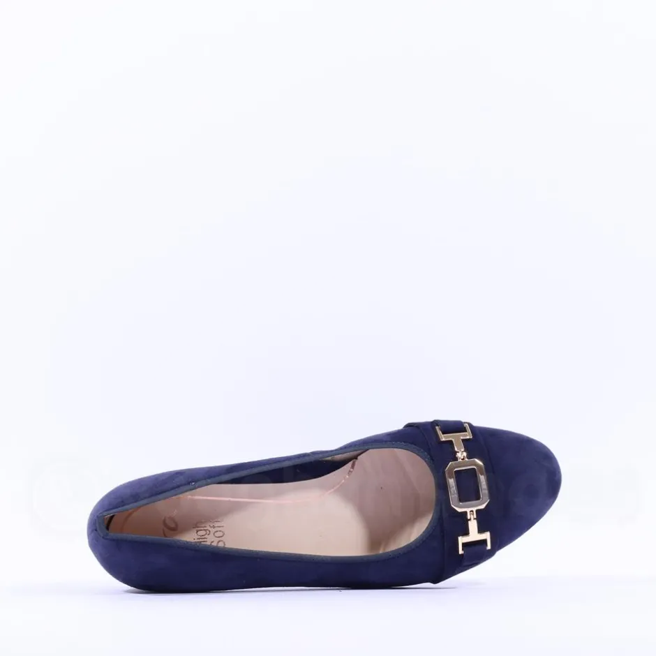 Women Ara Nizza Link Court Shoe - Navy Suede