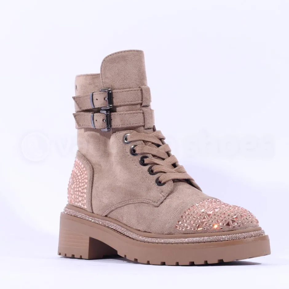 Women Una Healy No Ordinary Kiss Toe Cap Boot - Taupe Sparkle